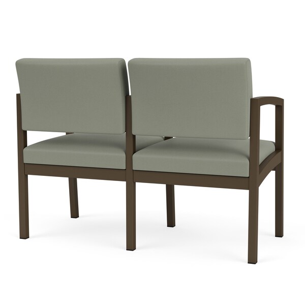 Lenox Steel 2 Seat Tandem Seating Metal Frame, Bronze, OH Eucalyptus Upholstery